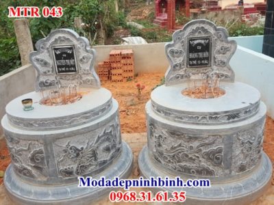 Mẫu mộ đôi đá tròn 043