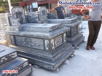Mẫu mộ đá hậu bành không mái đẹp 070