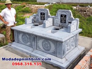 mẫu mộ đá đôi tam sơn không mái đẹp