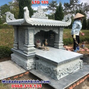 Lăng thờ đá 1 mái đế chân quỳ dạng thấp nghĩa trang Thiên Đức Phú Thọ