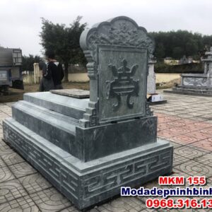 Mẫu mộ đá 3 tam cấp đẹp cát táng chôn 1 lần MKM 155