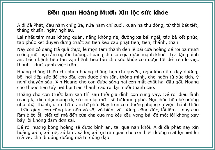 bài khấn xin lộc ông hoàng mười nghệ an xin lộc sức khỏe