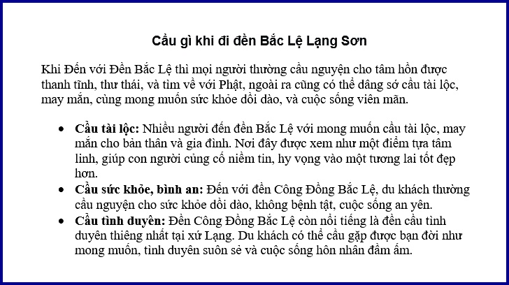 cầu gì khi đi đền Bắc Lệ Lạng Sơn