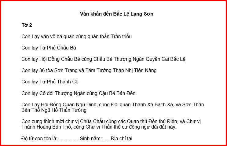 văn khấn đền bắc lệ lạng sơn 2