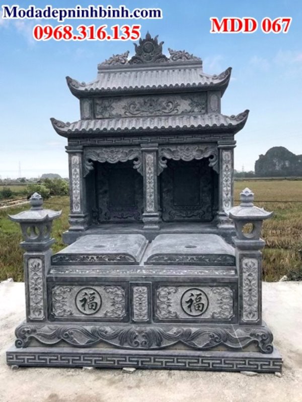 Mẫu xây mộ đôi đẹp hai mái MDD 067