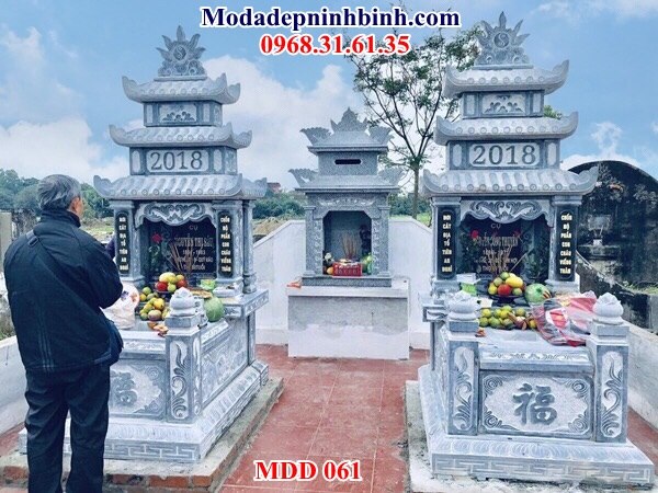 Mộ đá đôi đẹp ba mái MDD 061