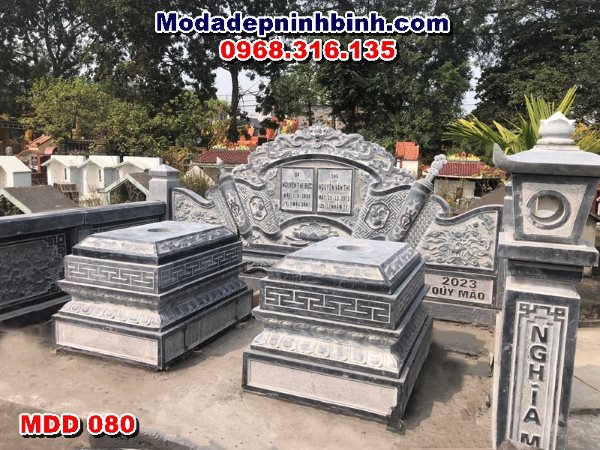 Mẫu mộ đá đôi đẹp để tro cốt ông bà cha mẹ MDD 080