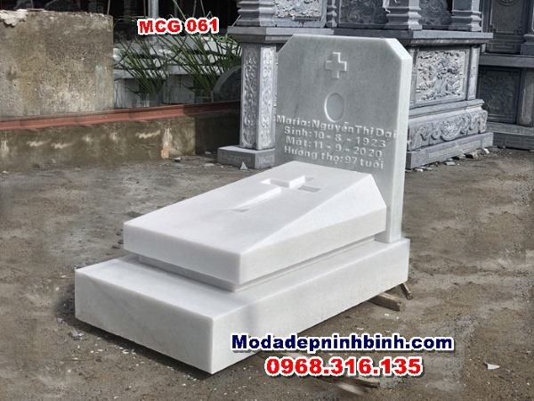 Mộ đá Granite công giáo trắng MCG 061