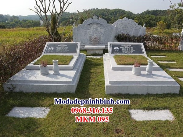 Mộ đá Granite tam cấp trắng MKM 095