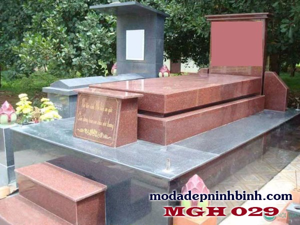Mộ đá granite nguyên khối đỏ MGH 029