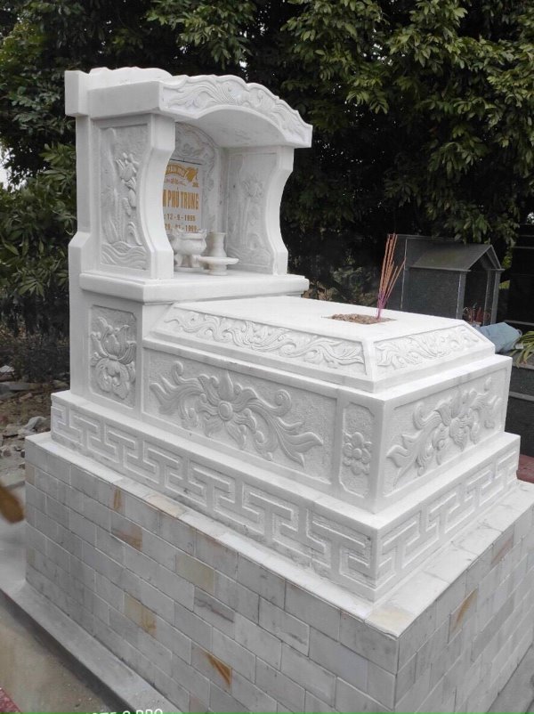 Mẫu mộ đá 1 mái trắng