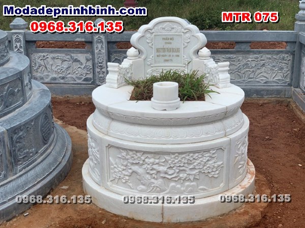 Mẫu mộ đá tròn trắng cho trẻ sơ sinh 