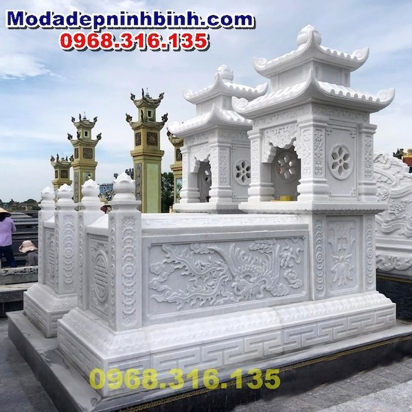 Mẫu mộ đá đôi trắng