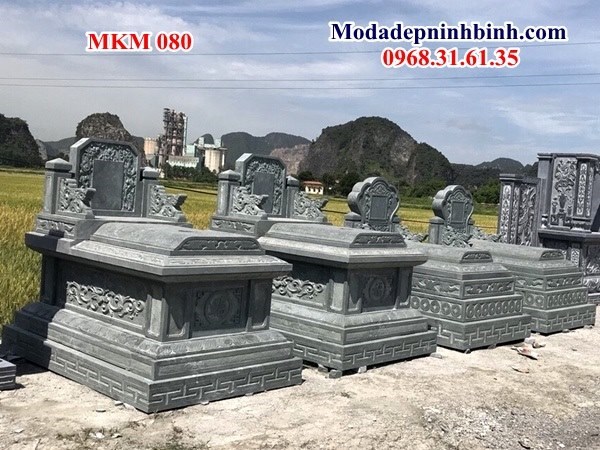 Lăng mộ đá đẹp Ninh Bình, Thanh Hóa nguyên khối xanh rêu MKM 080