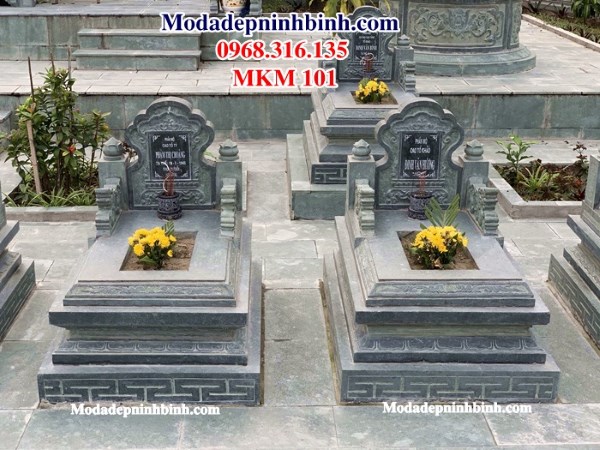 Mẫu mộ đá xanh rêu đẹp MKM 101