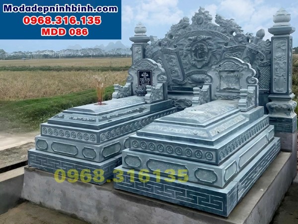 Mẫu mộ đá đôi đơn giản đẹp tại Mỹ Đức Hà Nội MDD 086