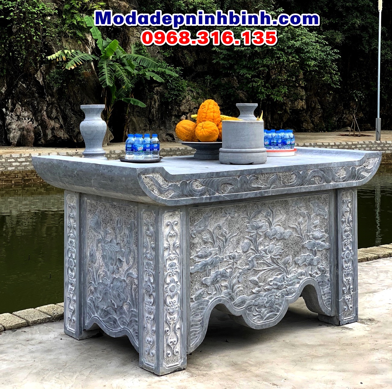 mẫu bàn lễ bằng đá tự nhiên nguyên khối đẹp