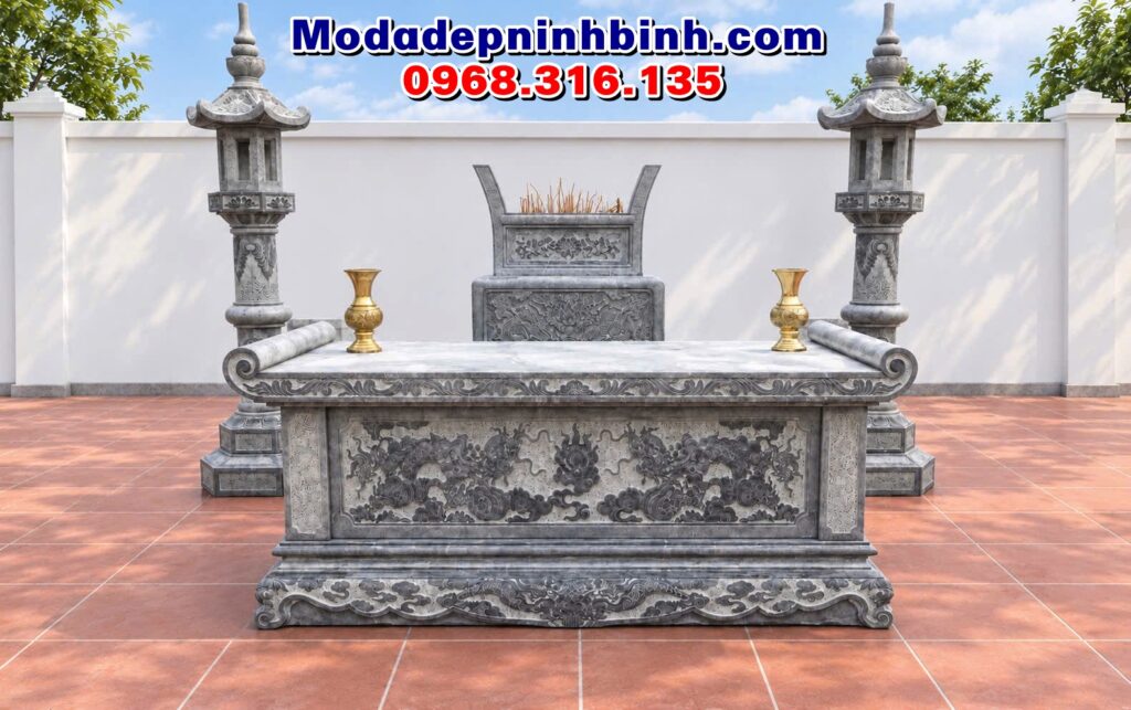 mẫu bàn lễ đá tại đền thờ, đình làng đẹp