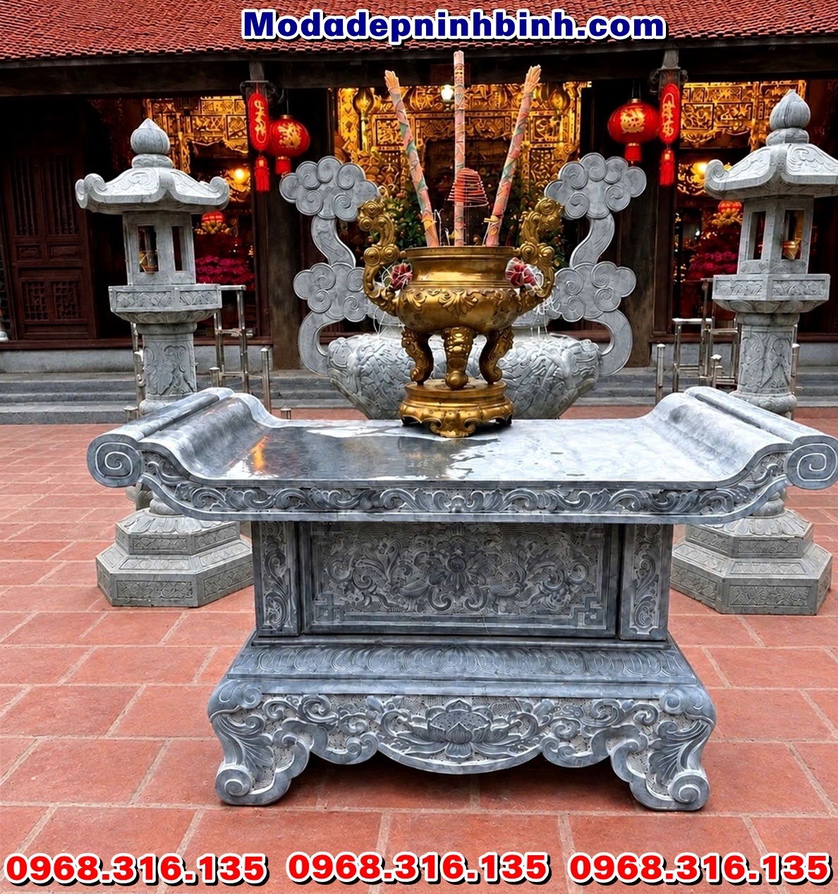 mẫu bàn lễ đá tại đền thờ đẹp