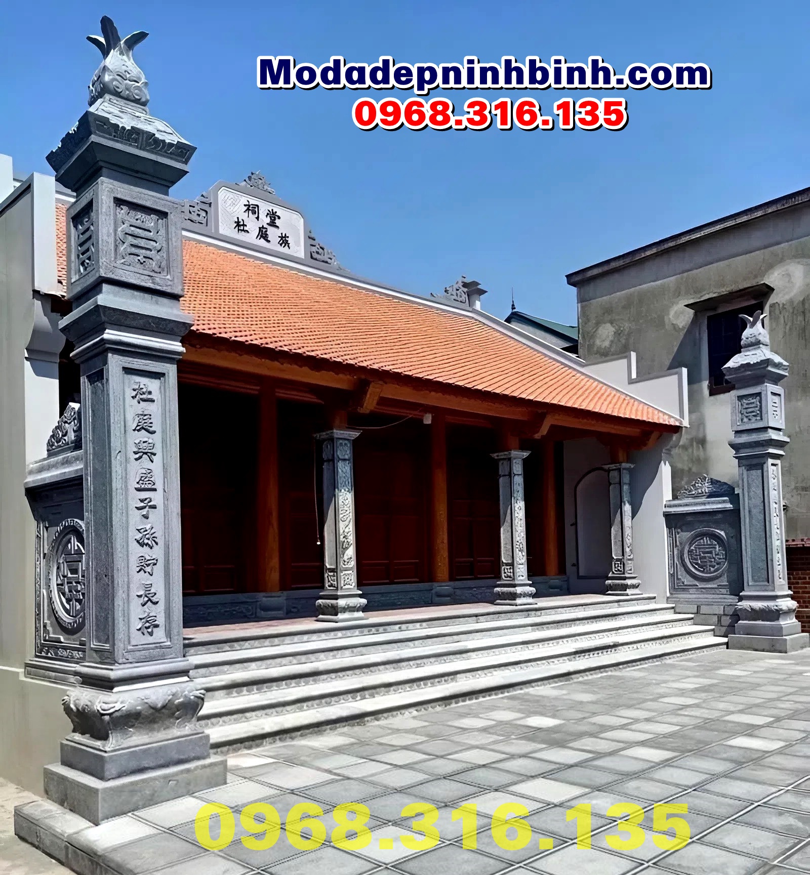 Cột đồng trụ đá nhà thờ tự nhiên nguyên khối đẹp