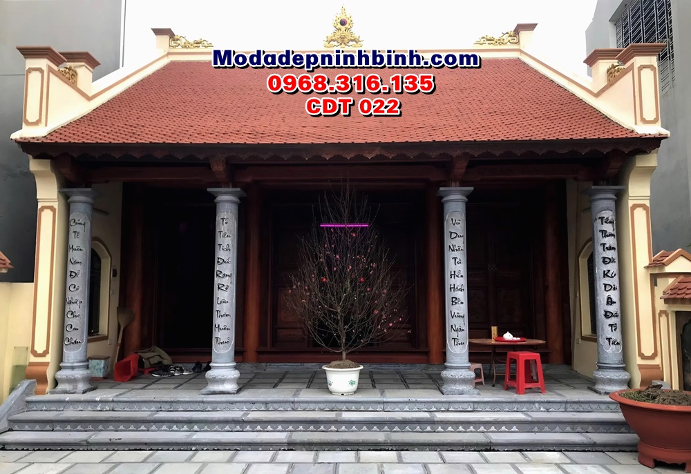 Cột trụ đá tròn nhà thờ họ đẹp CDT 022