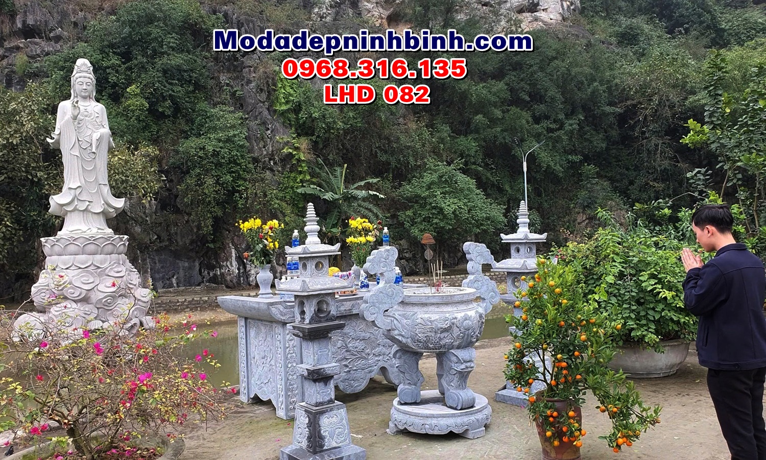 Mẫu lư hương đá đẹp tại chùa Duyên Ninh Ninh Bình