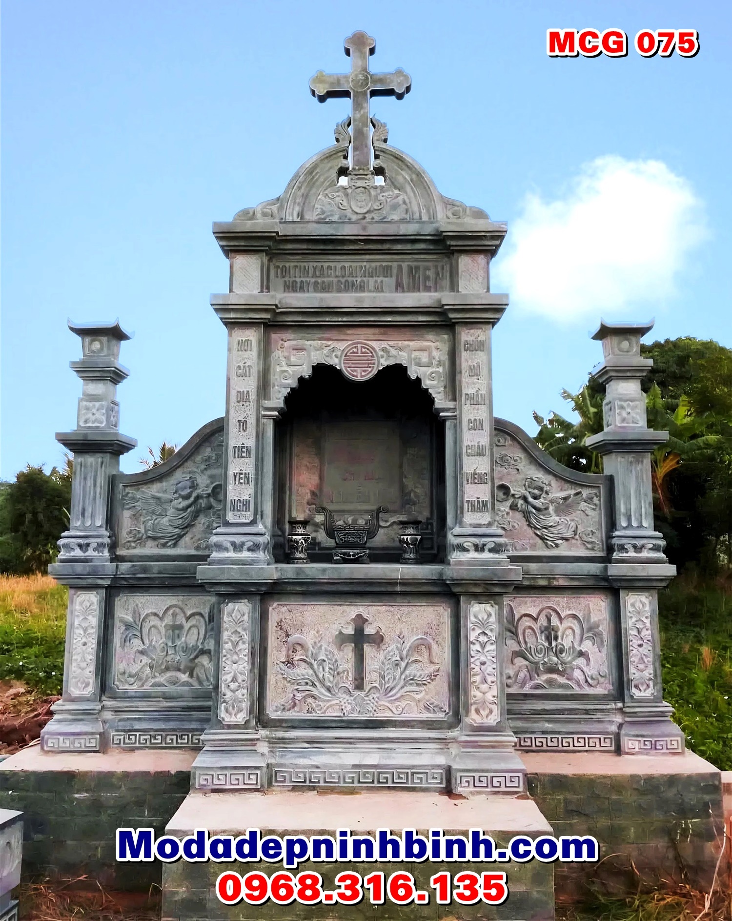 Mẫu lăng thờ đá công giáo đẹp MCG 075