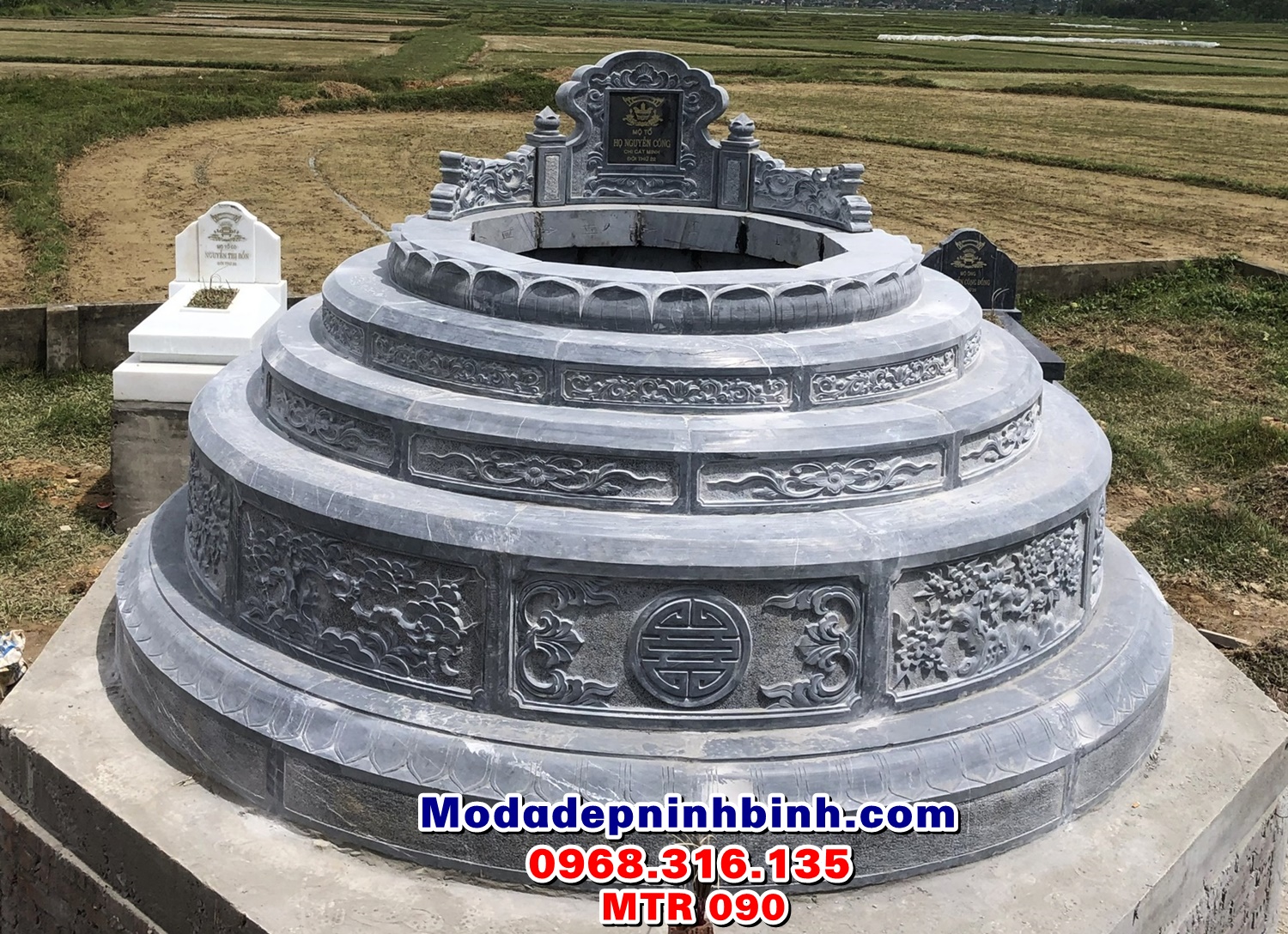 Mộ tròn đá 5 cấp đẹp MTR 090