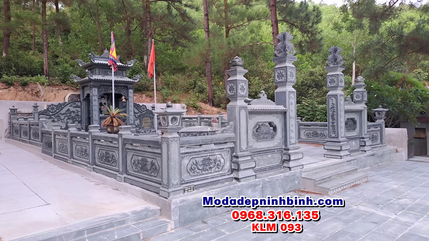 Khu lăng mộ đá xanh đen đẹp KLM 093