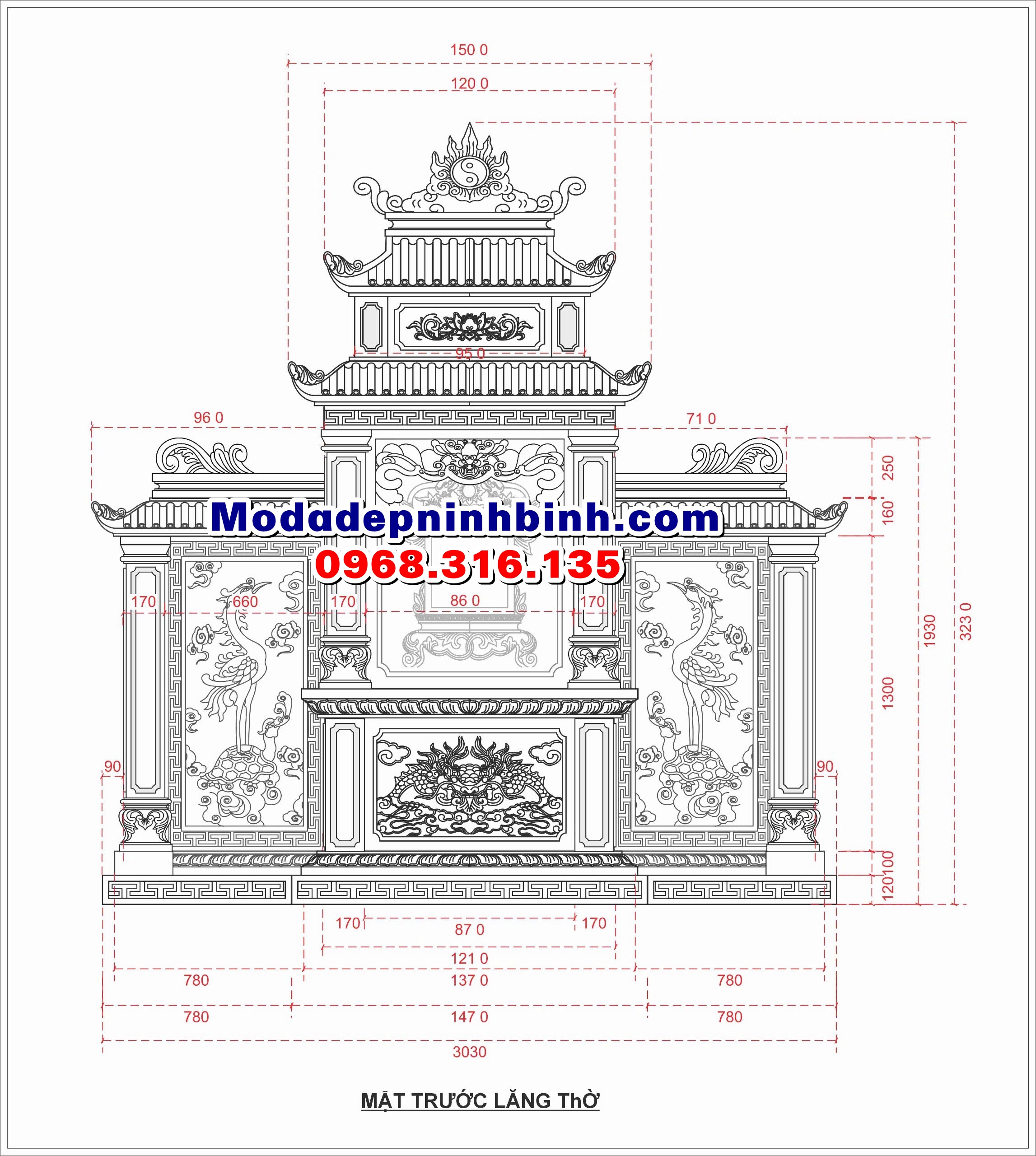 Kích thước cây hương nghĩa trang gia đình 