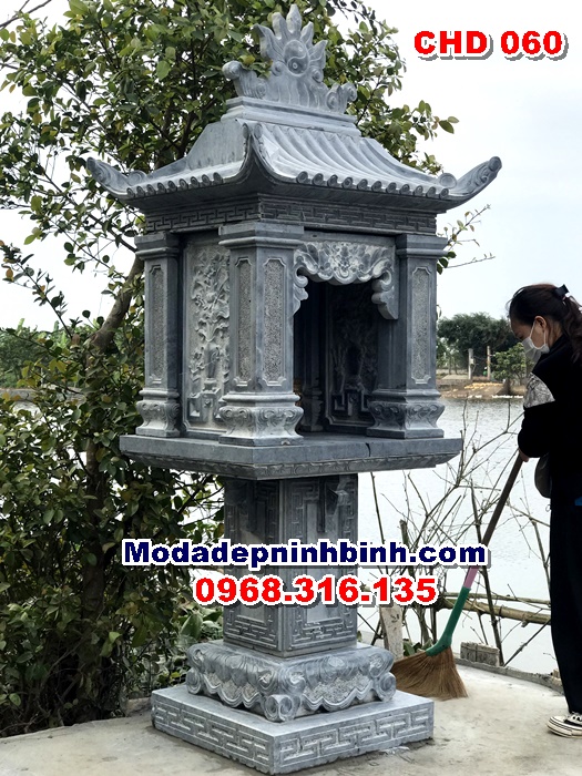 Vị trí đặt cây hương miếu thờ đá tại góc sân vườn ngoài trời
