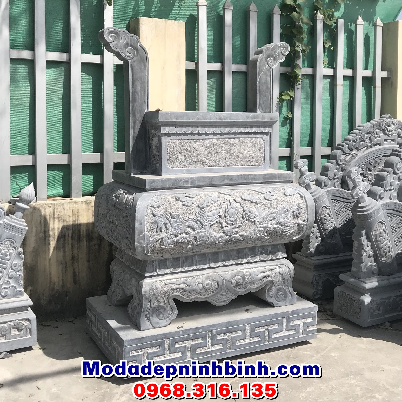 Lư đỉnh hương đá vuông chữ nhật đẹp nhất
