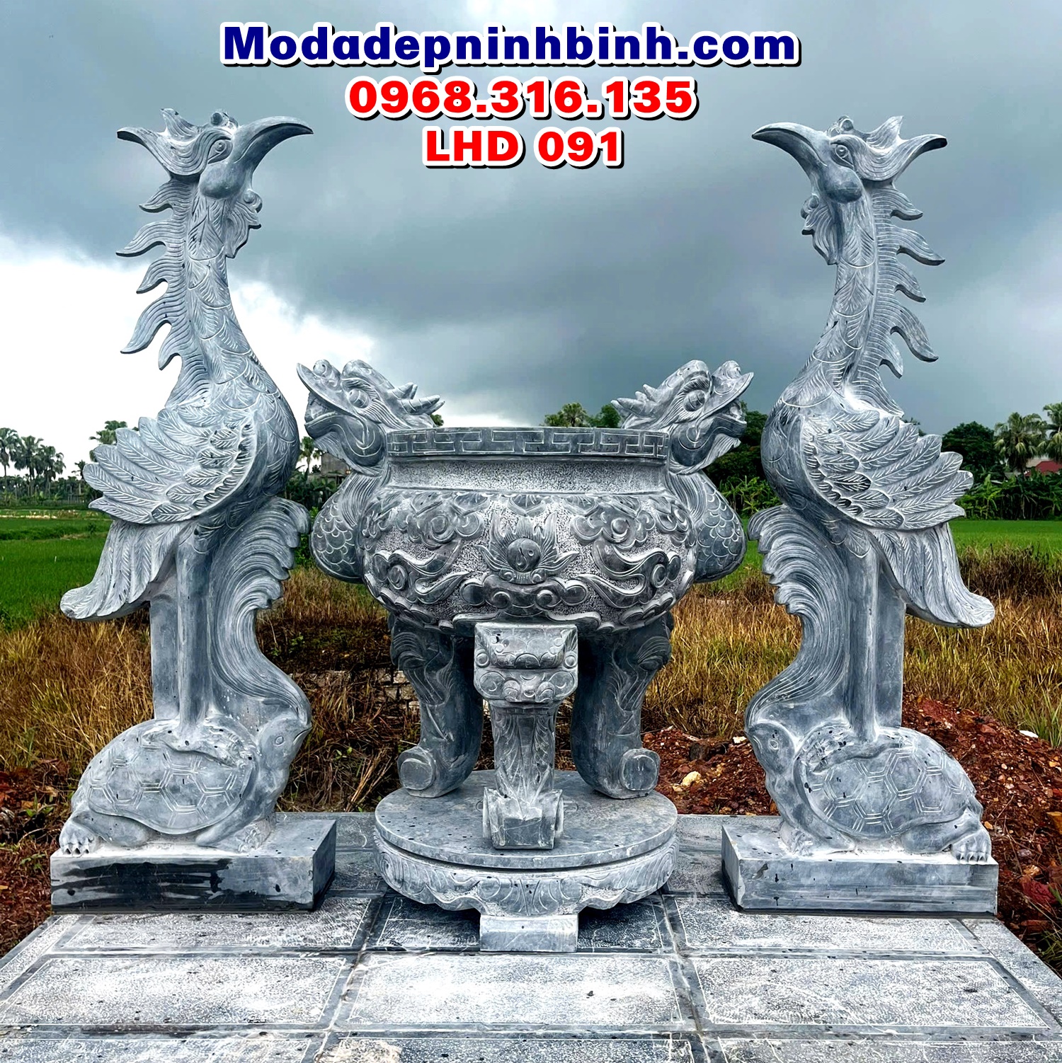 Lư hương đá tự nhiên nguyên khối đẹp