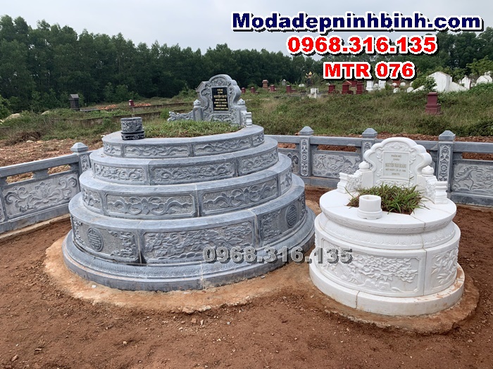 Mẫu lăng mộ đá tròn tự nhiên đẹp MTR 076