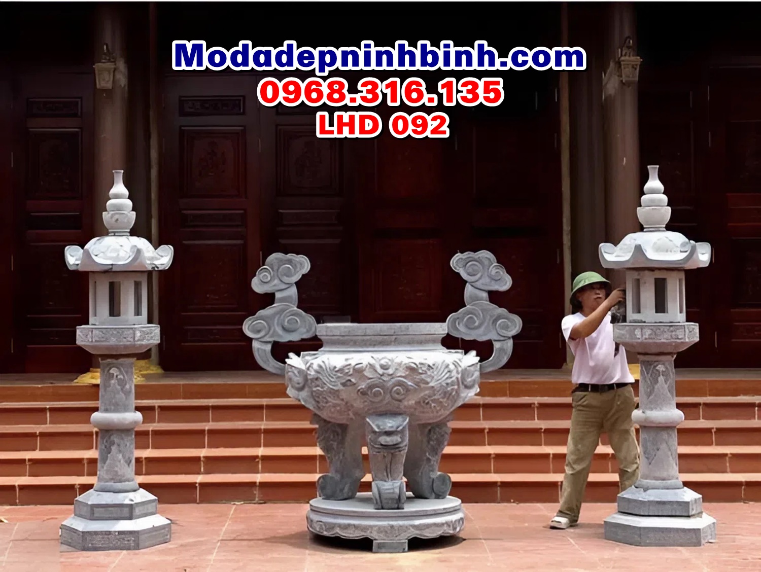 Mẫu lư đỉnh hương bằng đá đẹp