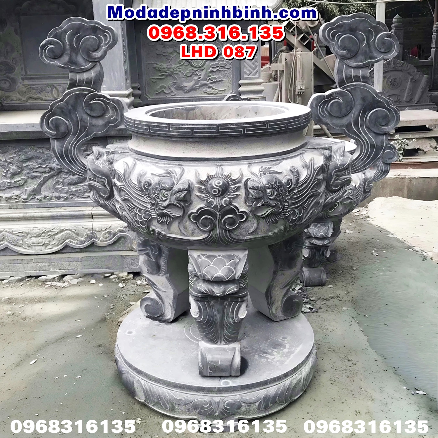 Mẫu lư hương đá đẹp LHD 087