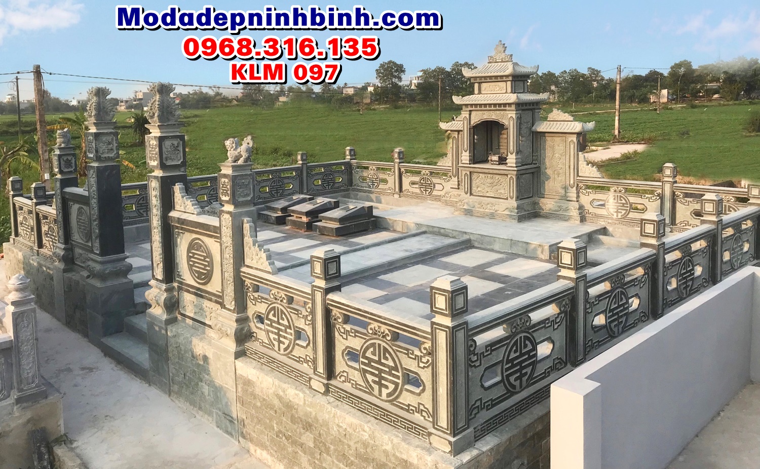 Mẫu lăng mộ đá gia đình đẹp KLM 097