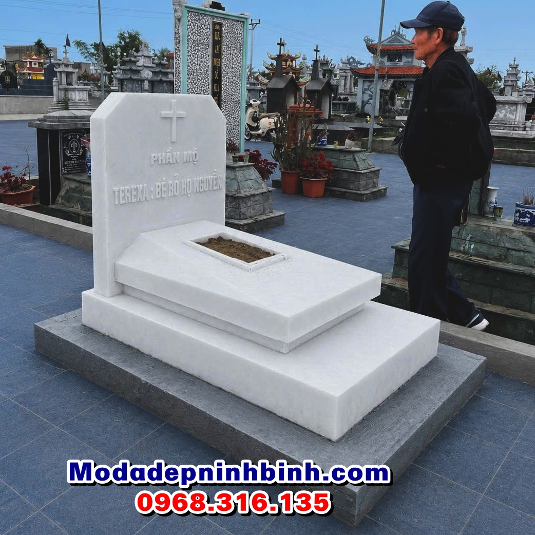 mẫu lăng mộ đá trắng công giáo đẹp