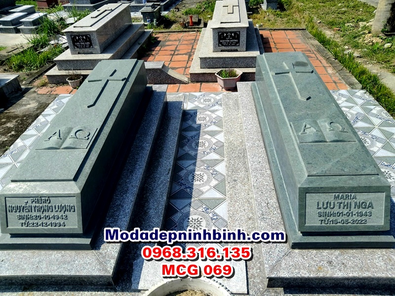 mẫu mộ đá đôi công giáo đơn giản đẹp