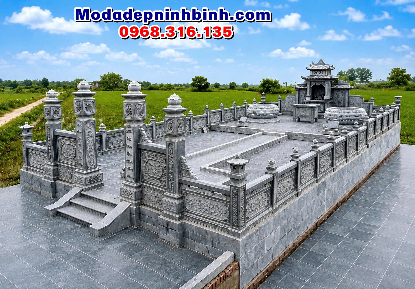 khu lăng mộ bằng đá xanh đen
