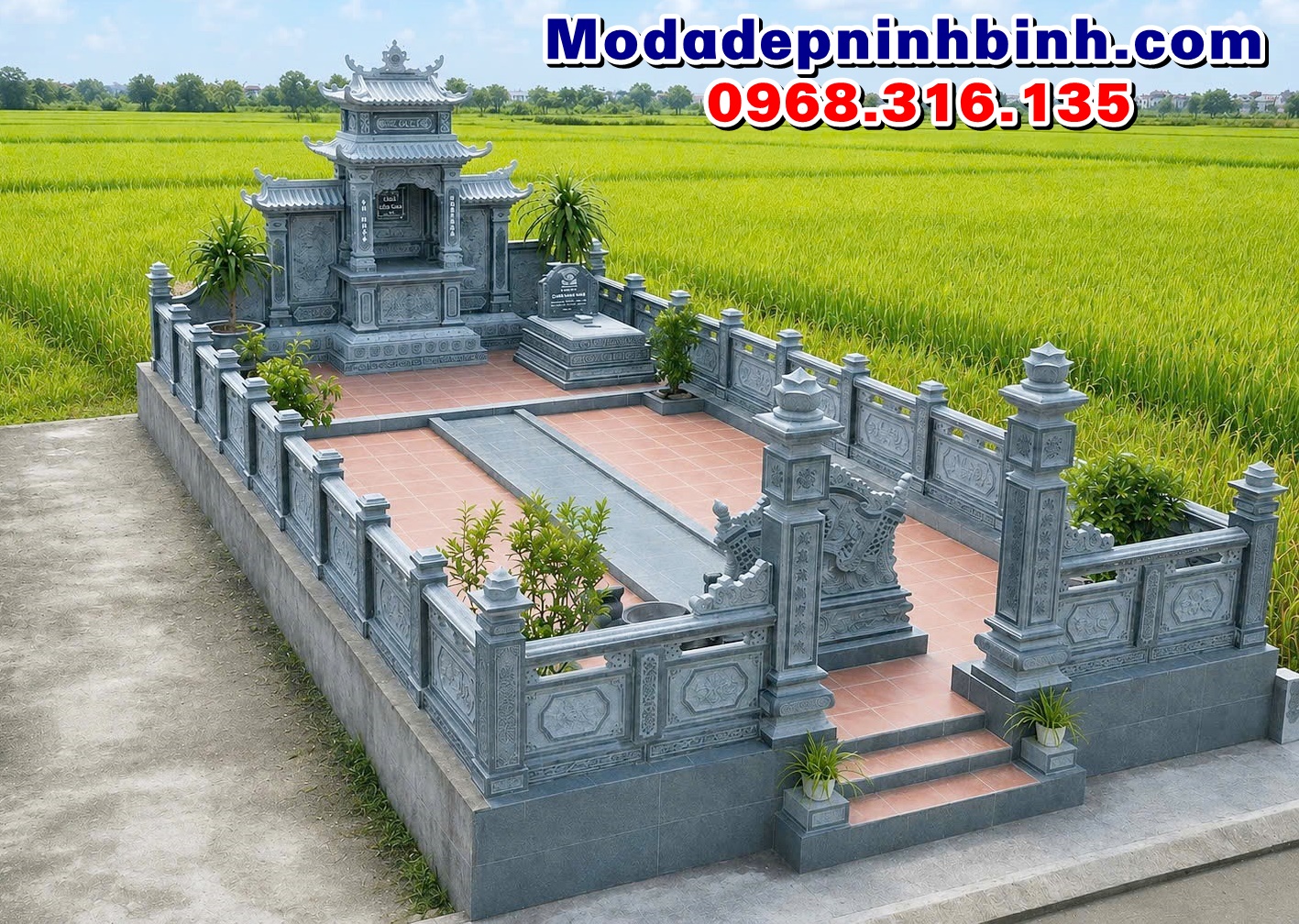 khu lăng mộ đá xanh rêu tự nhiên nguyên khối đẹp