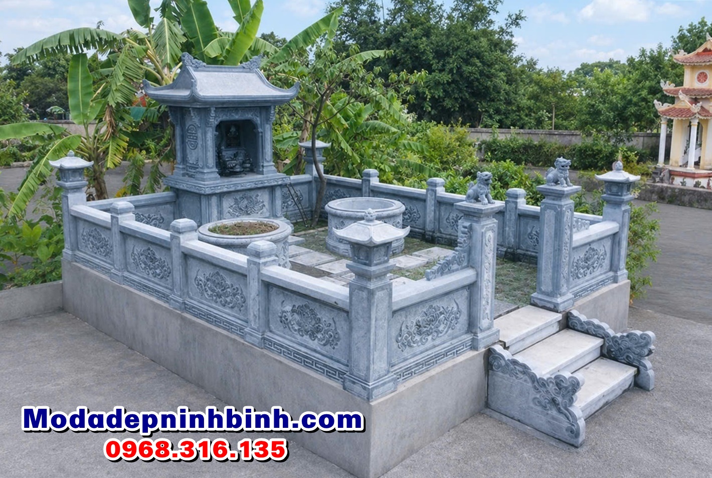 khu lăng mộ gia đình đá đơn giản hiện đại đẹp