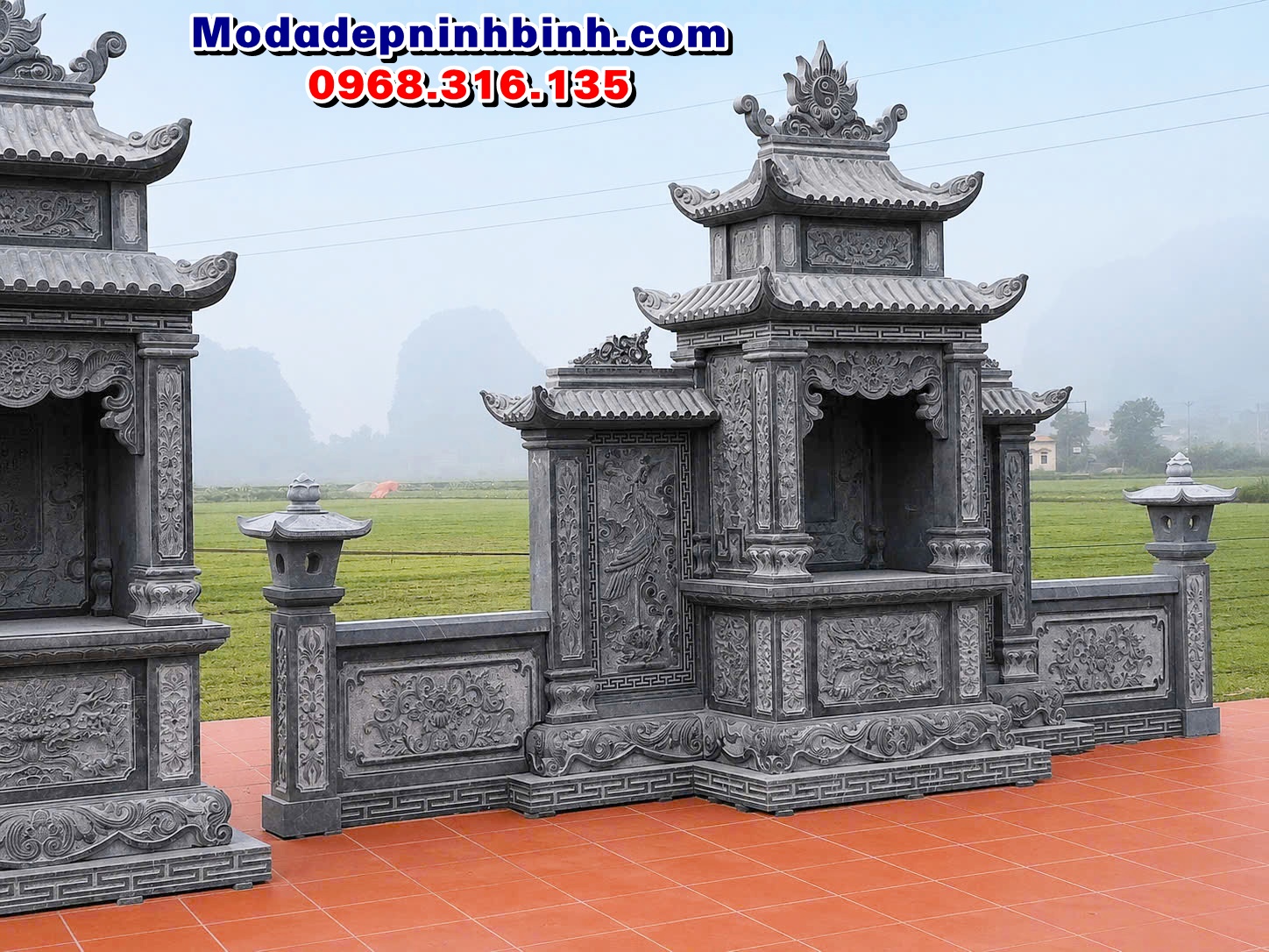 mẫu lăng thờ đá xanh đen tự nhiên đẹp