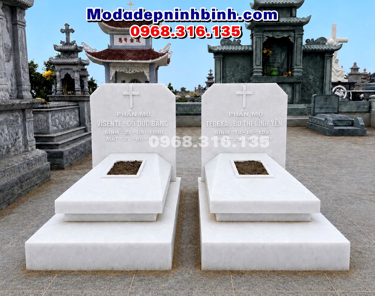 mẫu mộ đá trắng công giáo đẹp bán tại hà nội