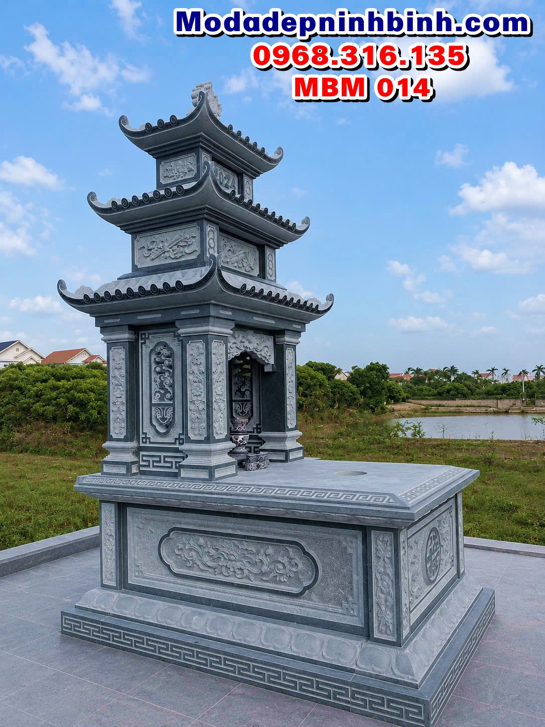 mộ đá có ba mái che đẹp