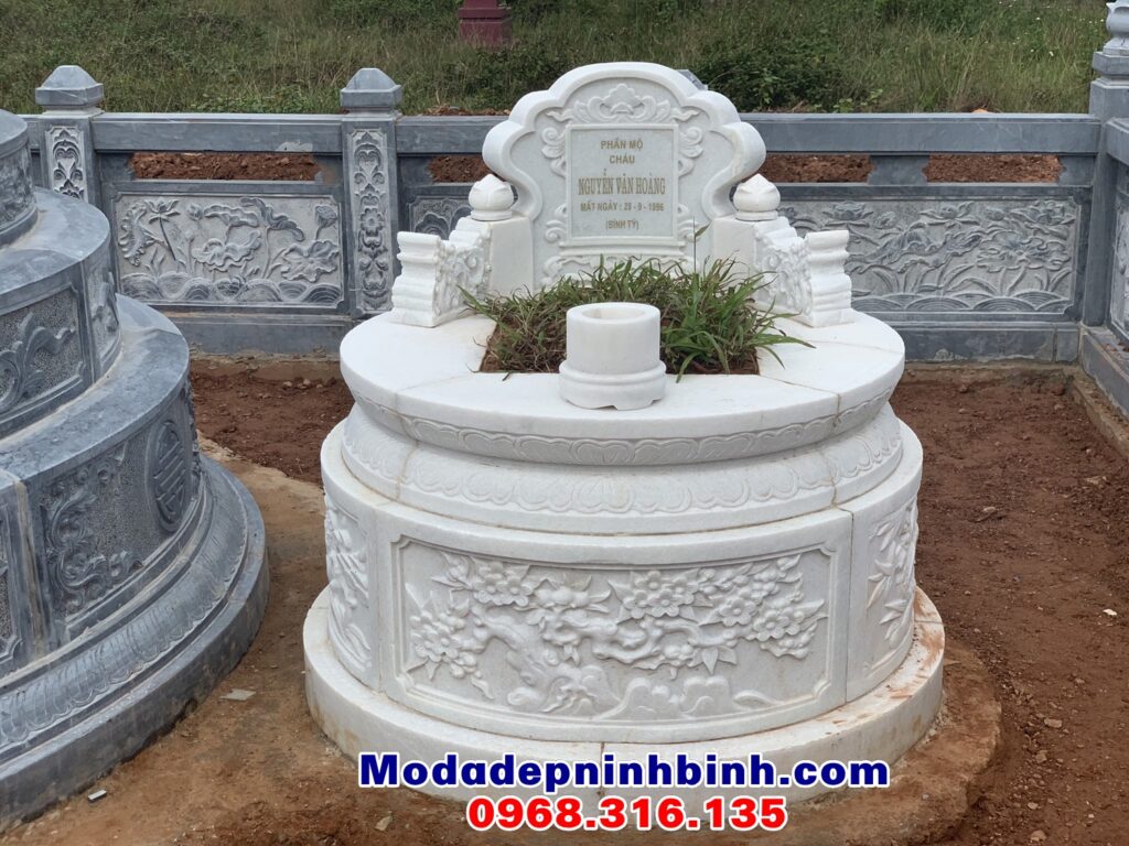 chất liệu mộ tròn đá trắng 