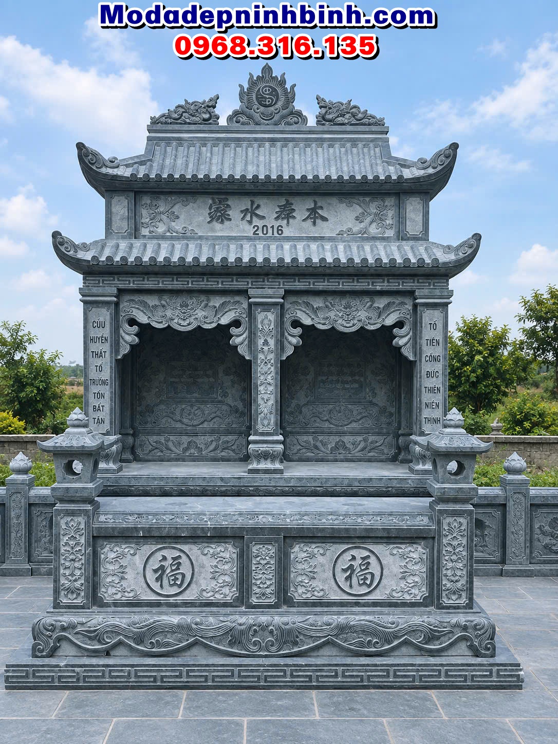 mộ đá đôi 2 hai mái đẹp