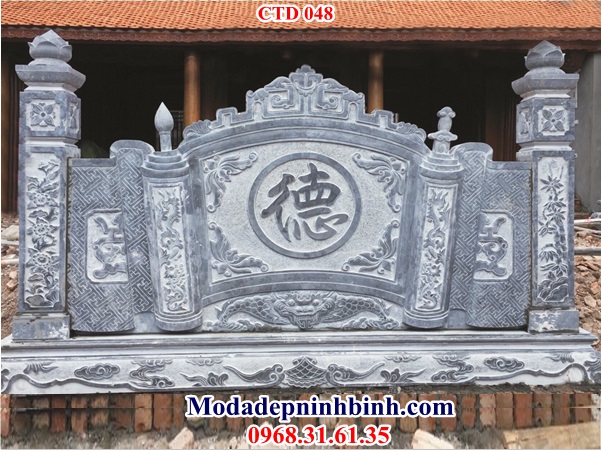 Cuốn thư bình phong tắc môn đá nhà thờ 048