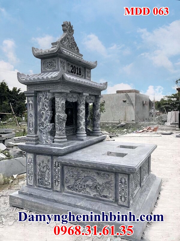 Mộ đôi đá khối đẹp 063