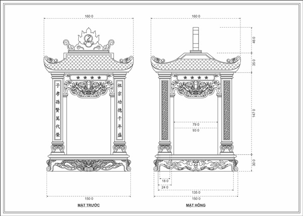 Bản thiết kế miếu Thần Hổ ở tỉnh Bạc Liêu